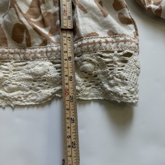 Christian Siriano Linen Blend Floral Square Neck Crochet Blouse Top Shirt Sz L - Picture 9 of 10